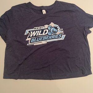 Maine Wild Blueberries Womens Crop T-Shirt - Blue